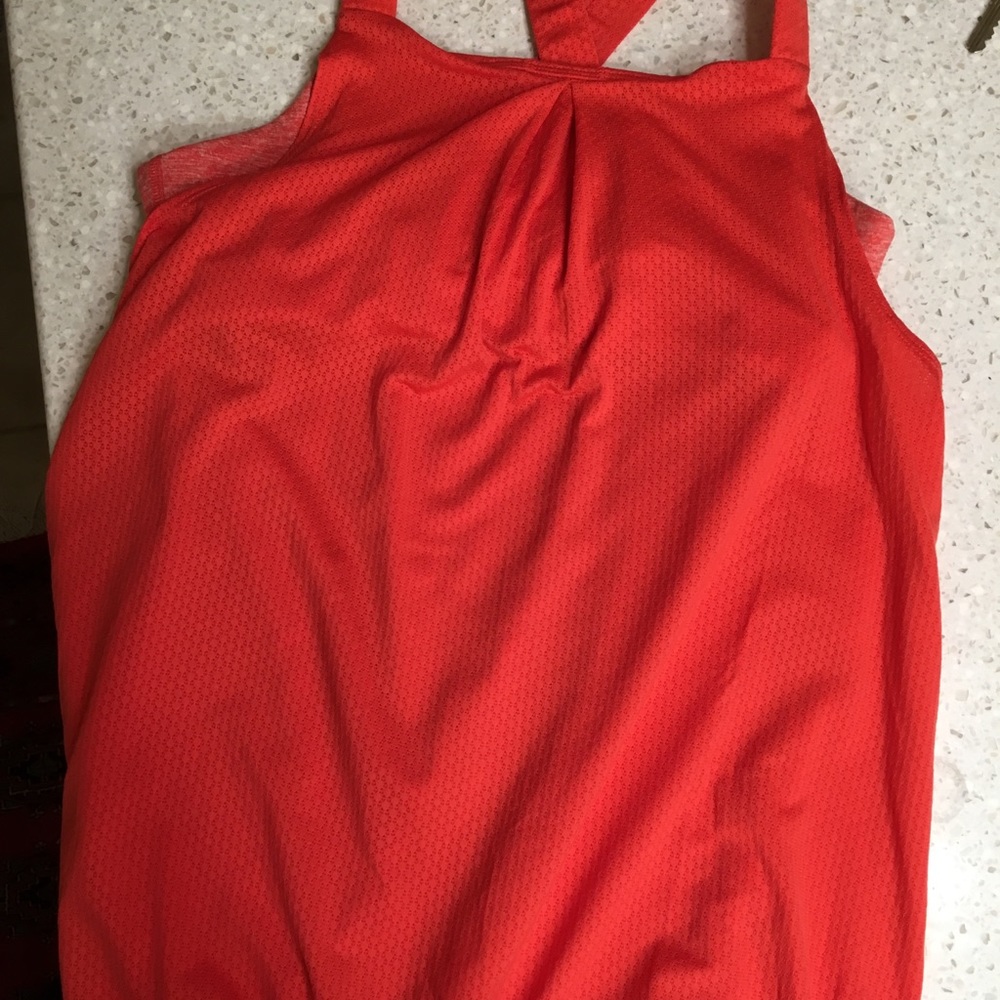 Women’s Red Tank Top - Sleeveless Pleated Front